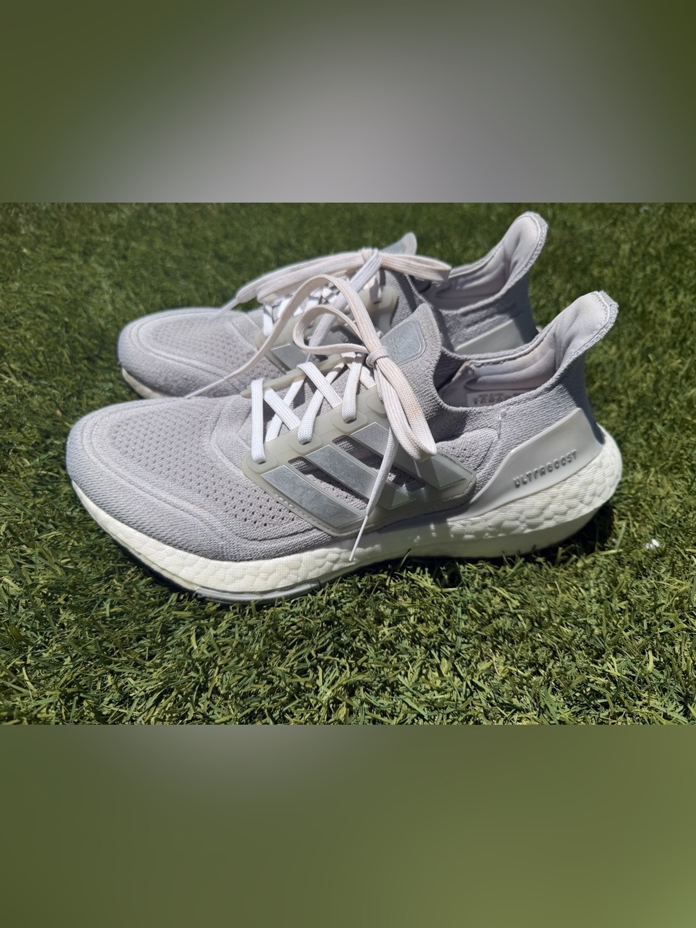 adidas Ultraboost Knit Sneakers in Light Gray and White